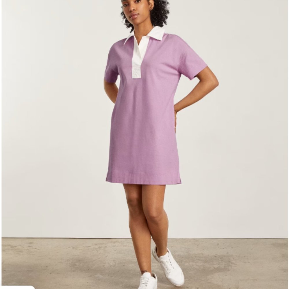 NWT Everlane The Organic Cotton Polo Dress Purple M‎